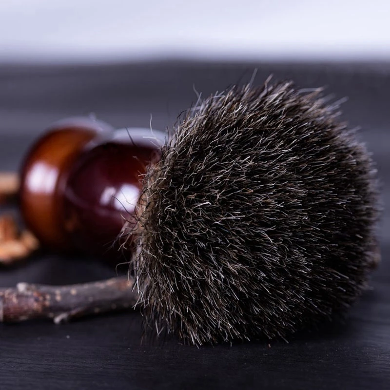 Щетка для бритья из чистого барсука мужчин деревянная двойная безопасная прямая