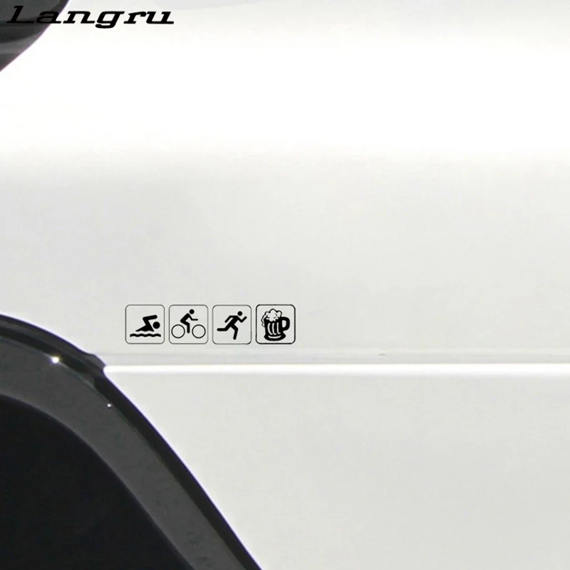 Забавная наклейка на бампер Триатлон велосипед для плавания и пиво