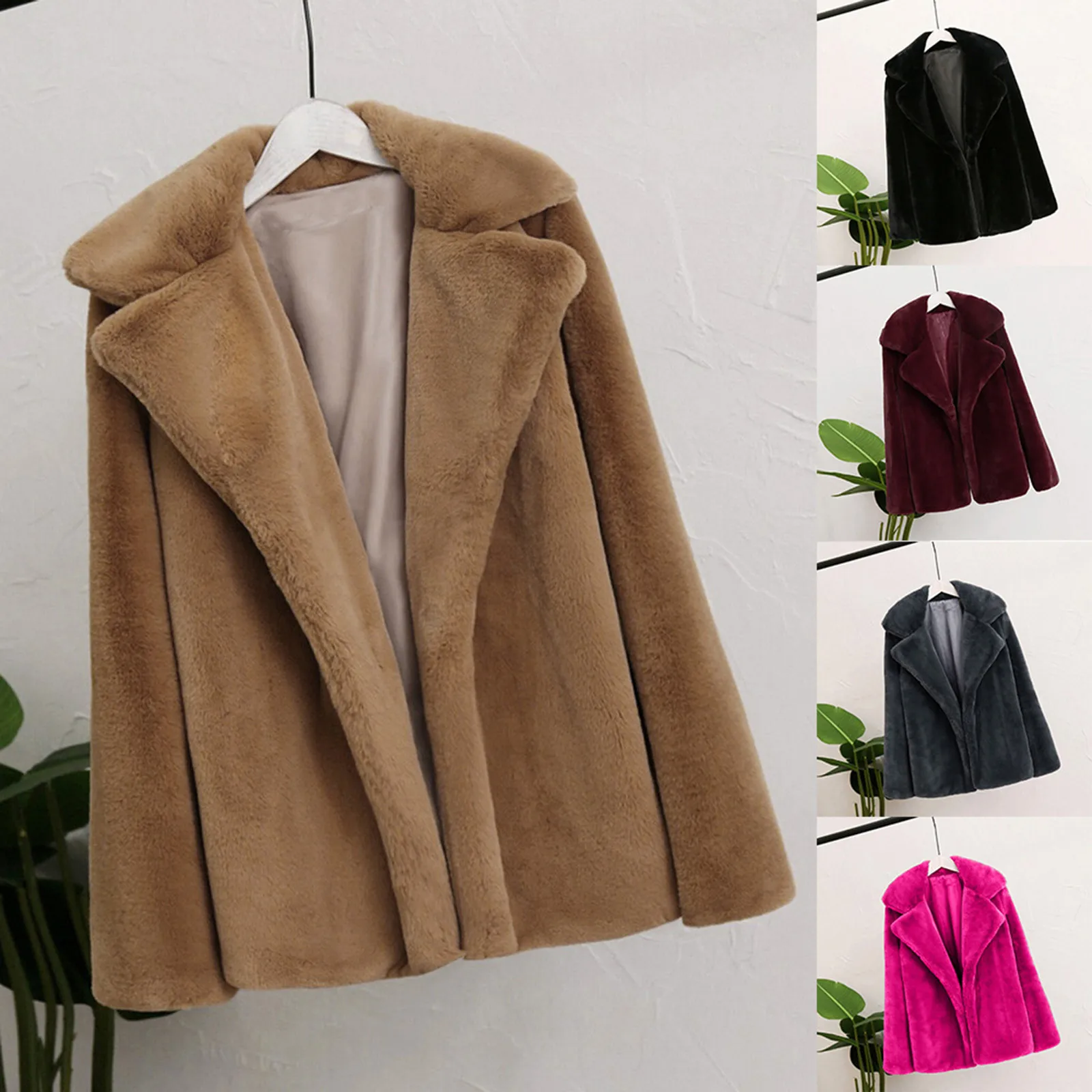 

Women Winter Warm Thick Coat Solid Color Overcoat Jacket Fur Faux Fur Cardigan Coats Streetwear Ladies Vintage Outerwear