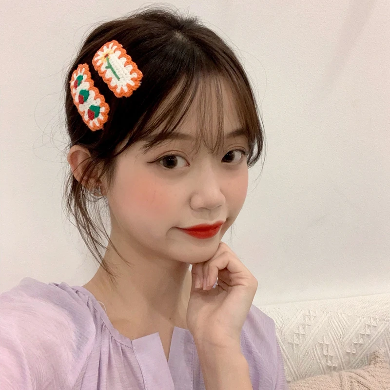 HZ 2020 осень зима очаровательные Красочные шерстяные вязаные заколки для волос с