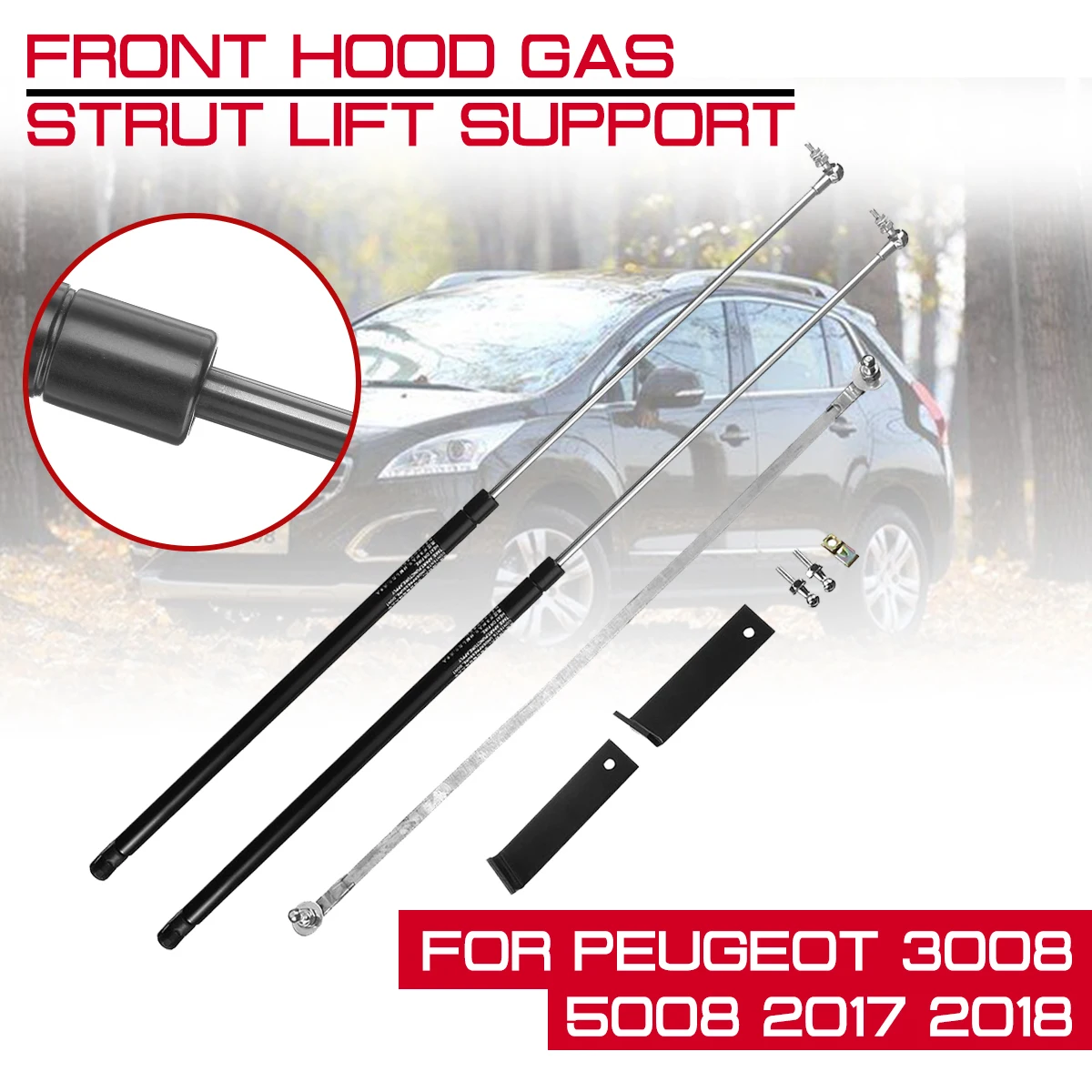 

Car Front Engine Cover Bonnet Hood Shock Lift Strut For Peugeot 3008 5008 2017 2018 Support Rod Arm Gas Spring Struts Bar