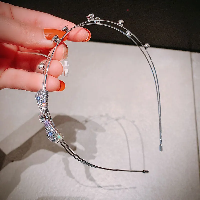 

Rhinestone Bow Knot Hair Hoop New Wild Temperament Simple Hair Card Headdress Female Hair Accessories for Women