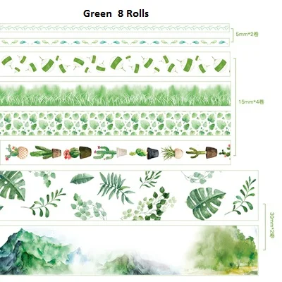 Green 8 рулонов/набор васи лента много, милые девушки DIY наклейки Скрапбукинг розовый синий космическая серия маскирующая лента - Цвет: Green