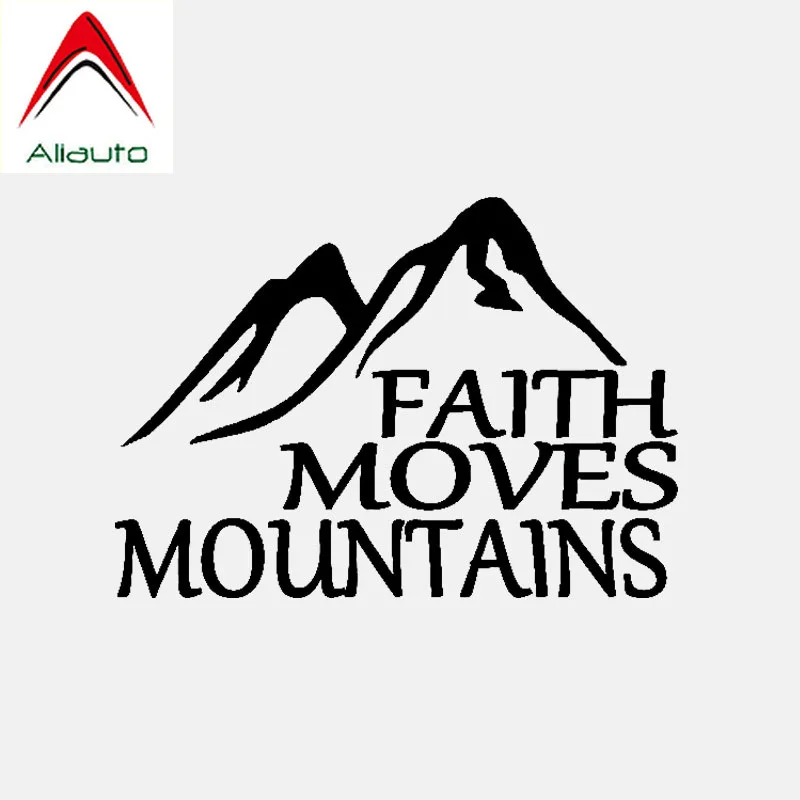 Aliauto Funny Car Sticker Faith Moves Mountains Vinyl Bible Black/Silver Personality Sun Creen Accessories PVC Decal 14cm*10cm | Автомобили