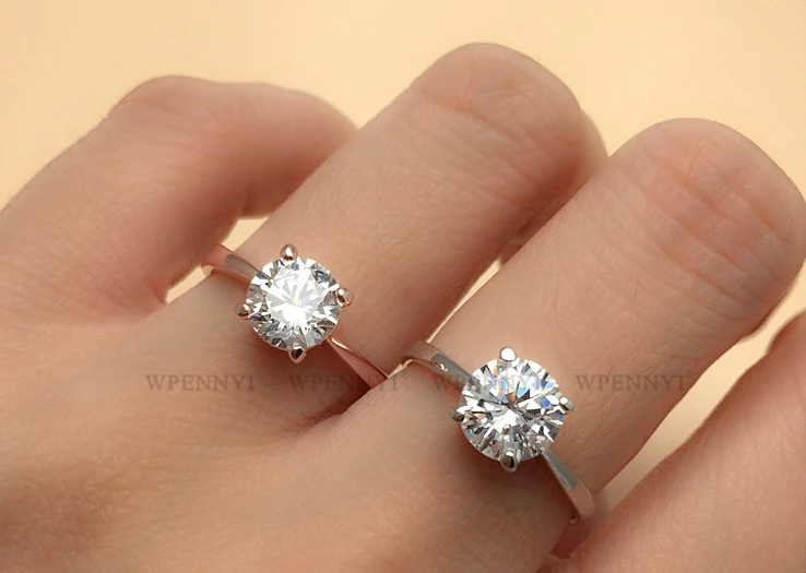 Высокое качество супер 3.5ct обручальные Серебряные Кольца цвет 10 мм сверкающий прозрачный кубический цирконий Кристалл Женское Обручальное кольцо