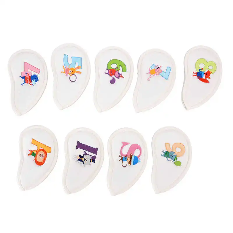 

Club Head Covers Iron Head Cover Set PU Leather Headcover with Cartoon Animal Embroidered White