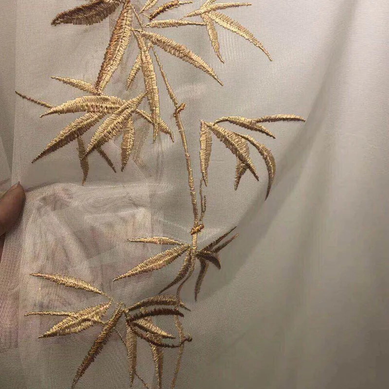 

2021 The New Chinese Style Bamboo Embroidered Window Curtain Is Rural and Fresh Tulle Curtains for Living Dining Room Bedroom