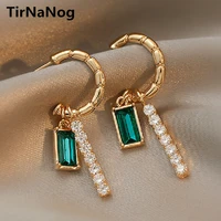 2022 new retro square green c shape earrings luxury fashion and personality small earrings women jewelry gifts