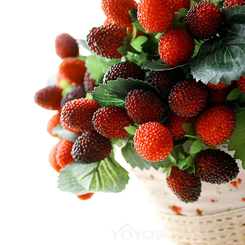 

New Artificial Foam Berry Strawberry Fake Simulation Mulberry Fake Bayberry Fruit Wild Glass Fruit Cherry 1Bouquet 9 Heads