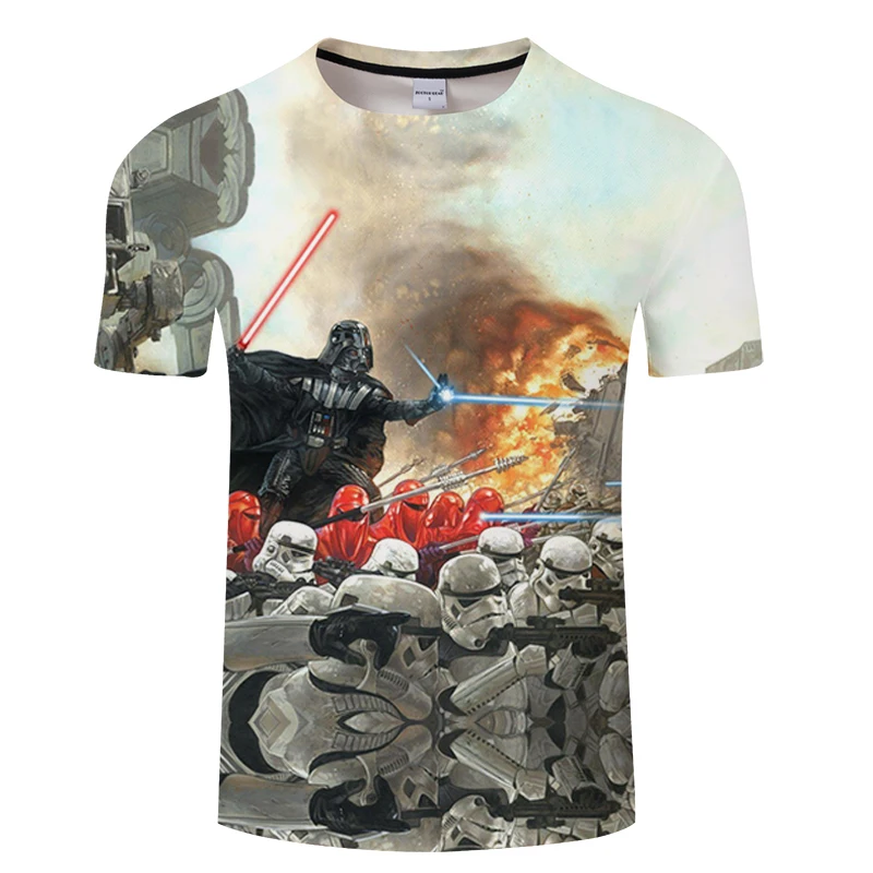 Off white Высокое качество Мужская футболка 3D мультфильм фильм костюм футболка harajuku для взрослых Дарт Вейдер модная мужская футболка Топ