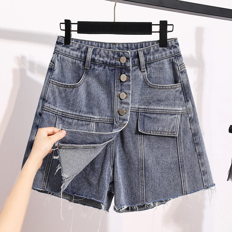 

plus size Womens Summer Shorts Jeans For Women shorts skirt Denim Shorts Women Elastic Waist Wide Leg Ladies Jeans Short Female