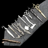 1 piece chrome stainless tie clips scissors ax car owl sword hammer shape metal tie clip for men necktie clips pin for mens gift