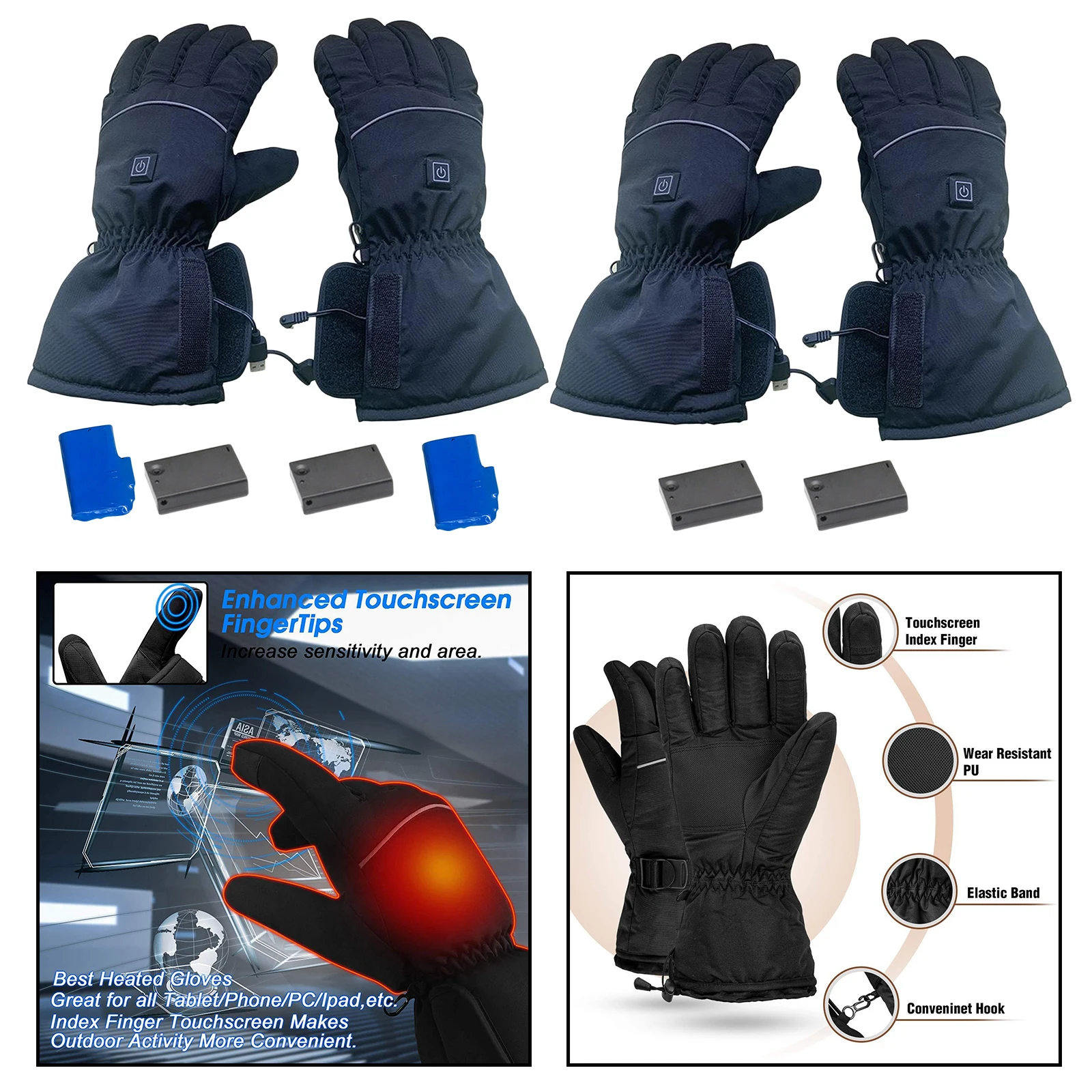 

Heated Gloves for Men Women, Rechargeable Electric Heated Gloves, Heated Skiing Gloves and Snowboarding Gloves