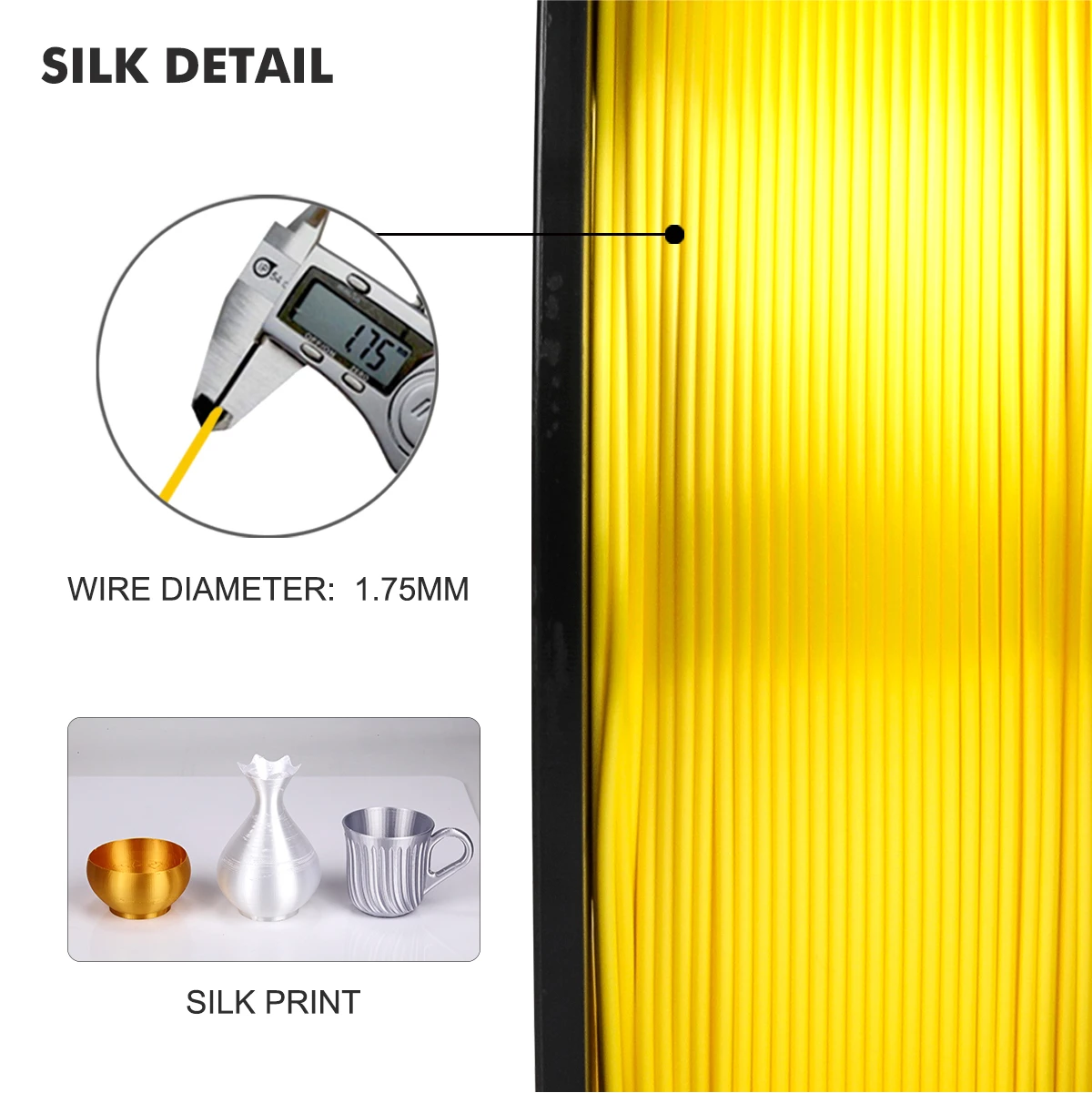 3D Printer Filament DIY SILK Yellow 1kg 2.2 lbs 1.75mm per roll for printing Refills | Компьютеры и офис