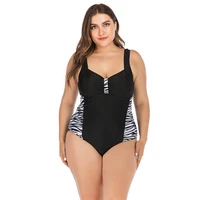 new leopardzebra one piece swimsuit push up big breast women patchwork bathing suits swimwear monokini plus size l 5xl