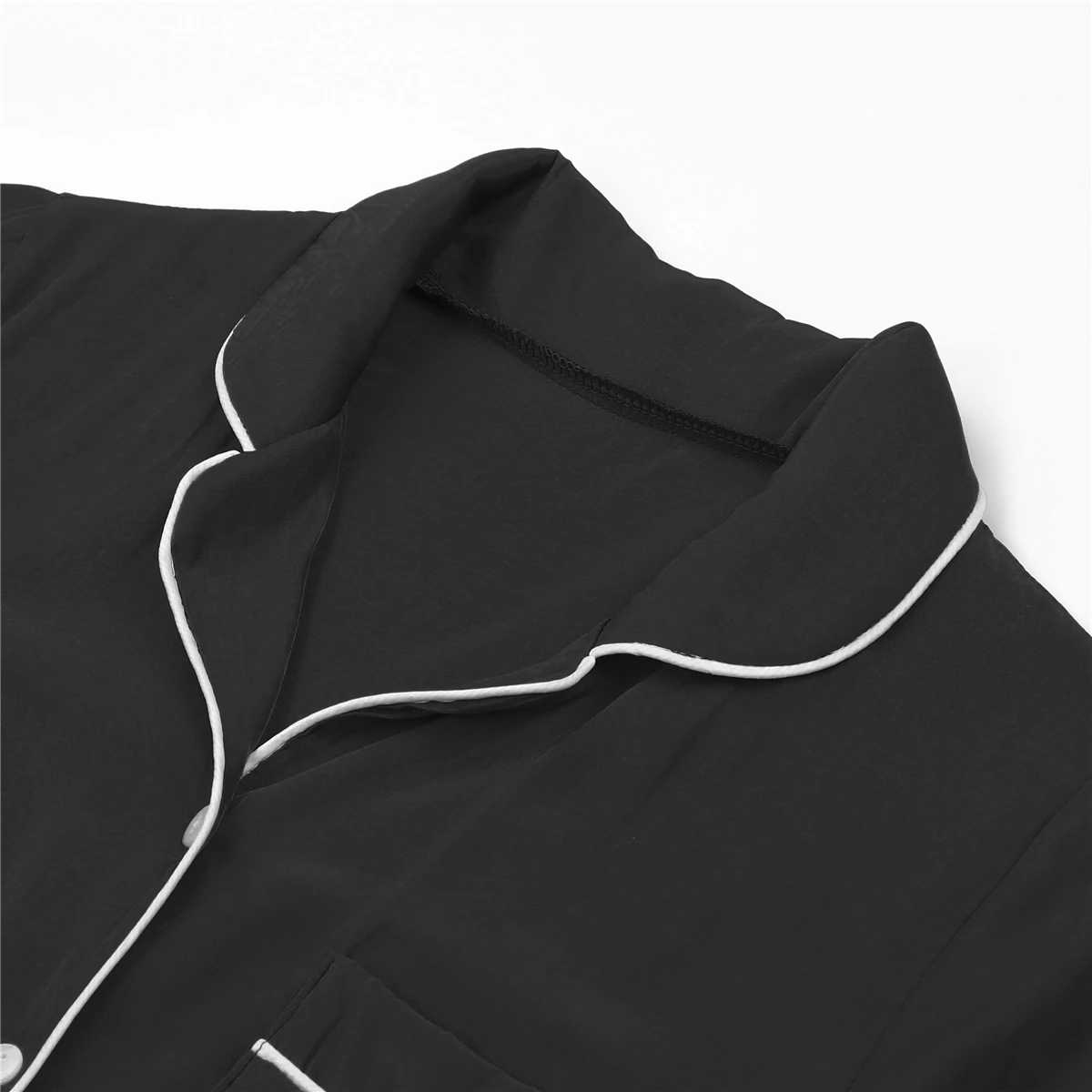 Женская атласная Шелковая пижама с коротким рукавом пуговицами и отложным