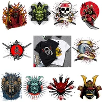 iron on punk warrior patches set for man clothing diy t shirt applique heat transfer vinyl skeleton patch stickers thermal press