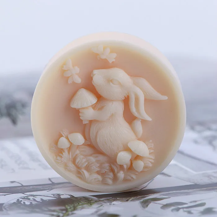 New Cartoon Pattern Bunny Mushroom DIY Handmade Soap Silicone Mold Round Stome Liquid Crafts Chocolate | Дом и сад