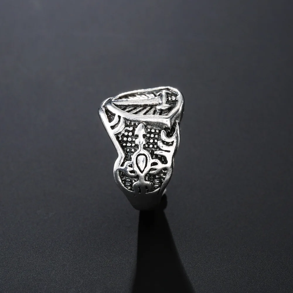 Винтажный Рыцарь Меч Щит серебряного цвета кольца для мужчин панк античный Signet