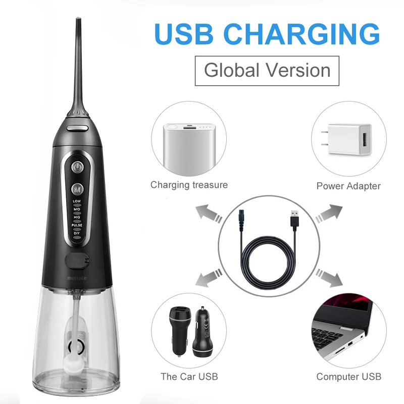 

Ирригатор для полости рта с зарядкой от USB, 5 режимов, 300 мл