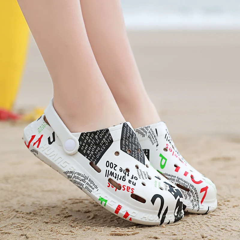 Сандалии мужские с рисунком модные шлепанцы для пар уличные пляжные сандалии