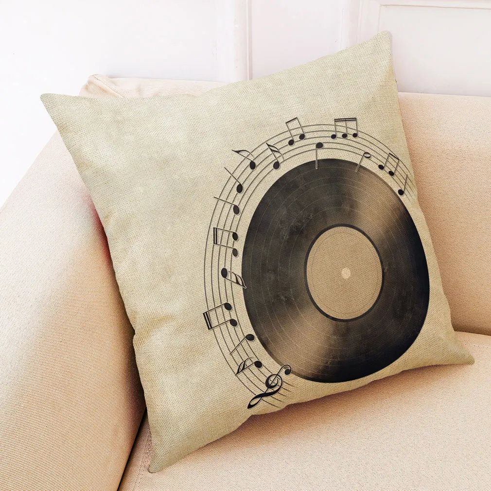 Наволочка для подушки в винтажном стиле с музыкой декоративная подушка Hoga funda