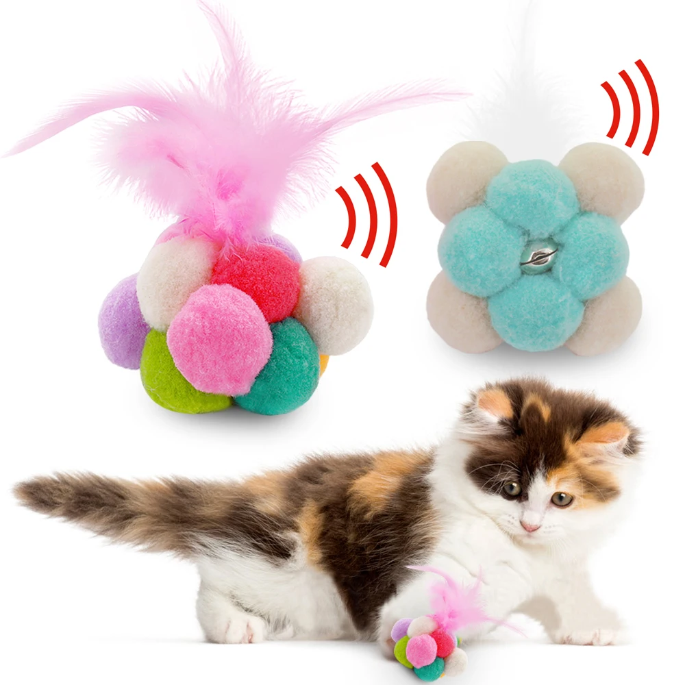 Кошка игрушка кошка мяч кошачий перо колокольчик для домашних животных 8 см/3