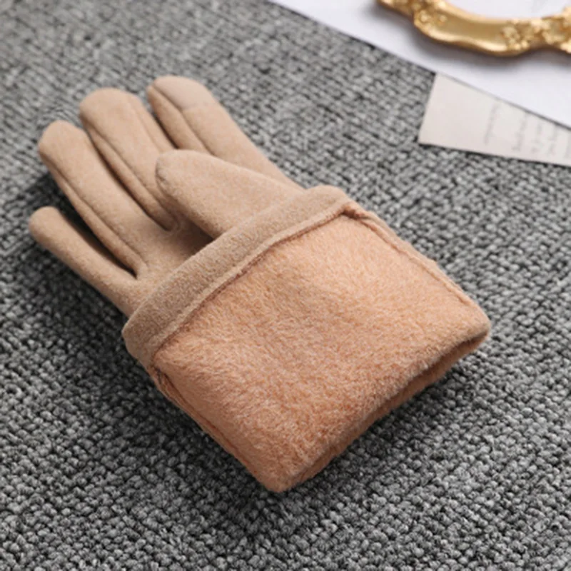 

Winter Women's Outdoor Cycling Cashmere Warm Gloves Cute Bow Embroidery Thin Plus Velvet Touch Screen Driving Mittens L25L