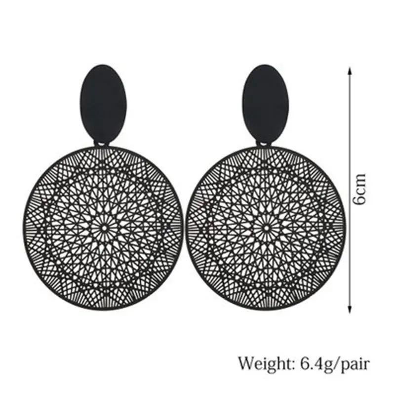 Трендовые серьги 2019 черные круглые Висячие для женщин полые геометрические