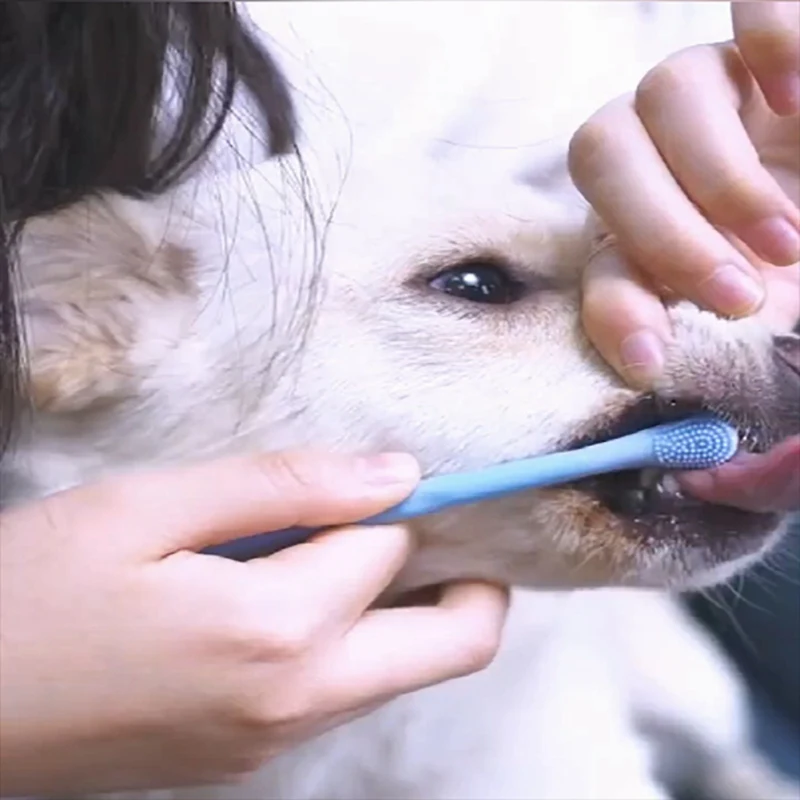 Силиконовая зубная щетка для домашних животных с длинной головкой собак кошек