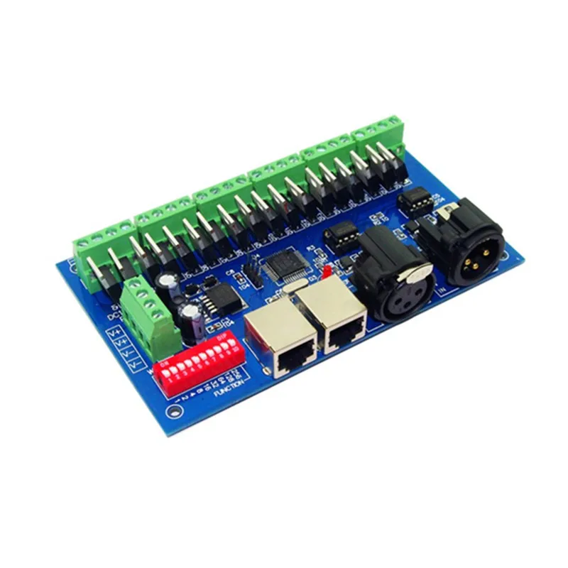

Лучшая цена DC12-24V 1 pcs 18CH с RJ45 18-канальный DMX512 DMX светодиодный декодер