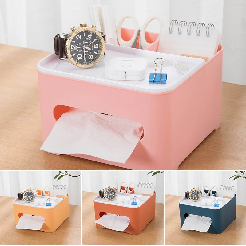 

Коробка для салфеток с пультом дистанционного управления с несколькими ячейками, многофункциональный настольный органайзер для канцелярс...