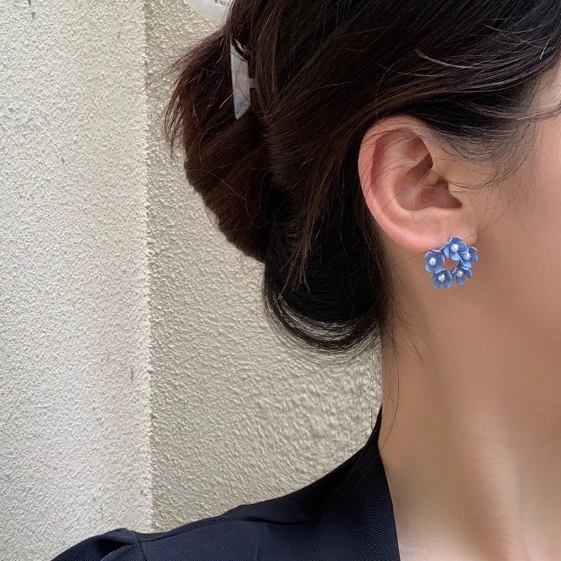 

Mihan 925 Silver Needle Sweet Jewelry Delicate Flower Earrings Spring Summer Blue Yellow White Purple Stud Earrings For Women