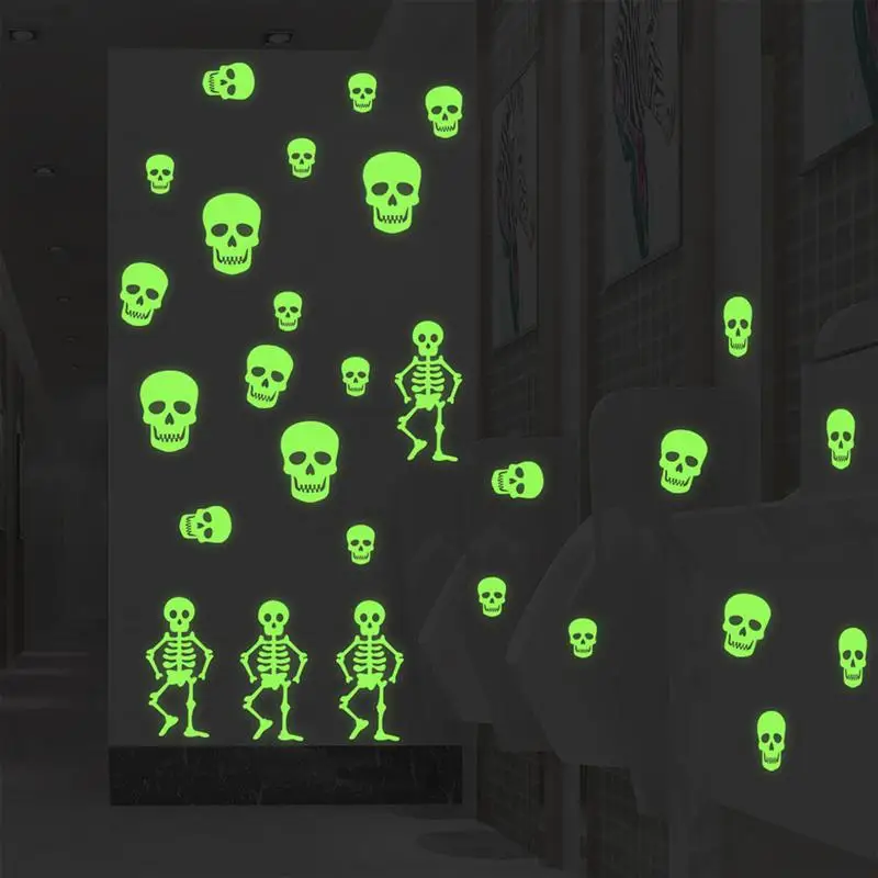 4 шт. светящиеся наклейки на Хэллоуин изящные обои креативные настенные Стикеры