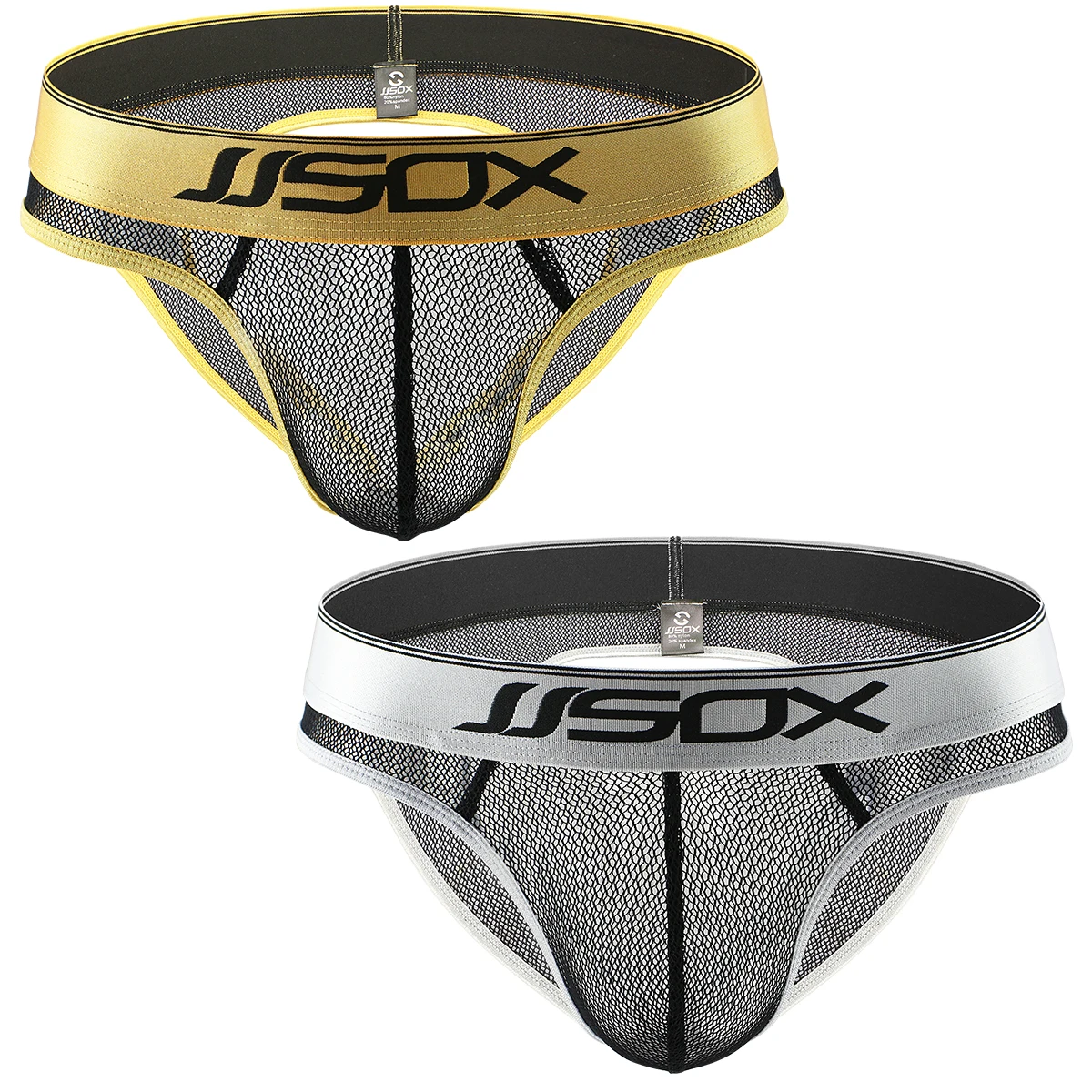 

2PCS Men Sexy Thong See through Mesh Transparent Jockstrap Briefs Homme Sexy Erotic Open Butt Underpant Male Tanga Bikini Briefs