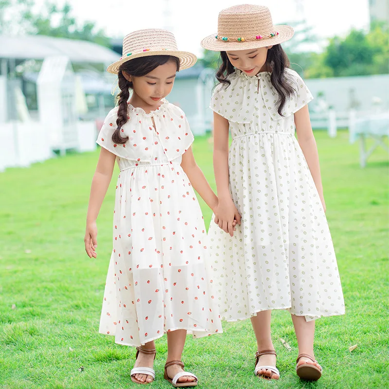 Шифоновые платья для девочек летний детский костюм принцессы детское платье с