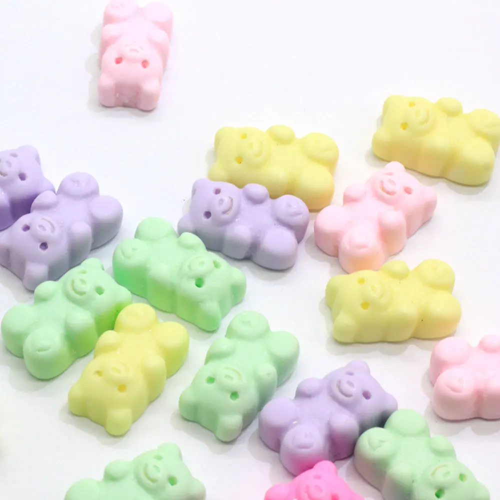 

100pcs Realistic Resin Gummy Bear Flatback Cabochons Miniature Gummy Bear Flat Back Resin Candy Embellishments Hair Bow DIY