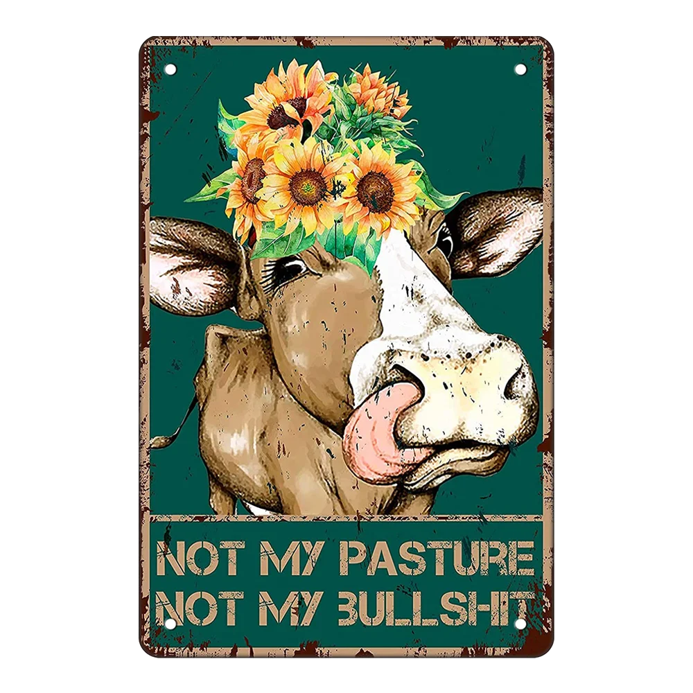 Металлический жестяной знак Ослик Здравствуйте Милые щеки бык Красивая ягодица