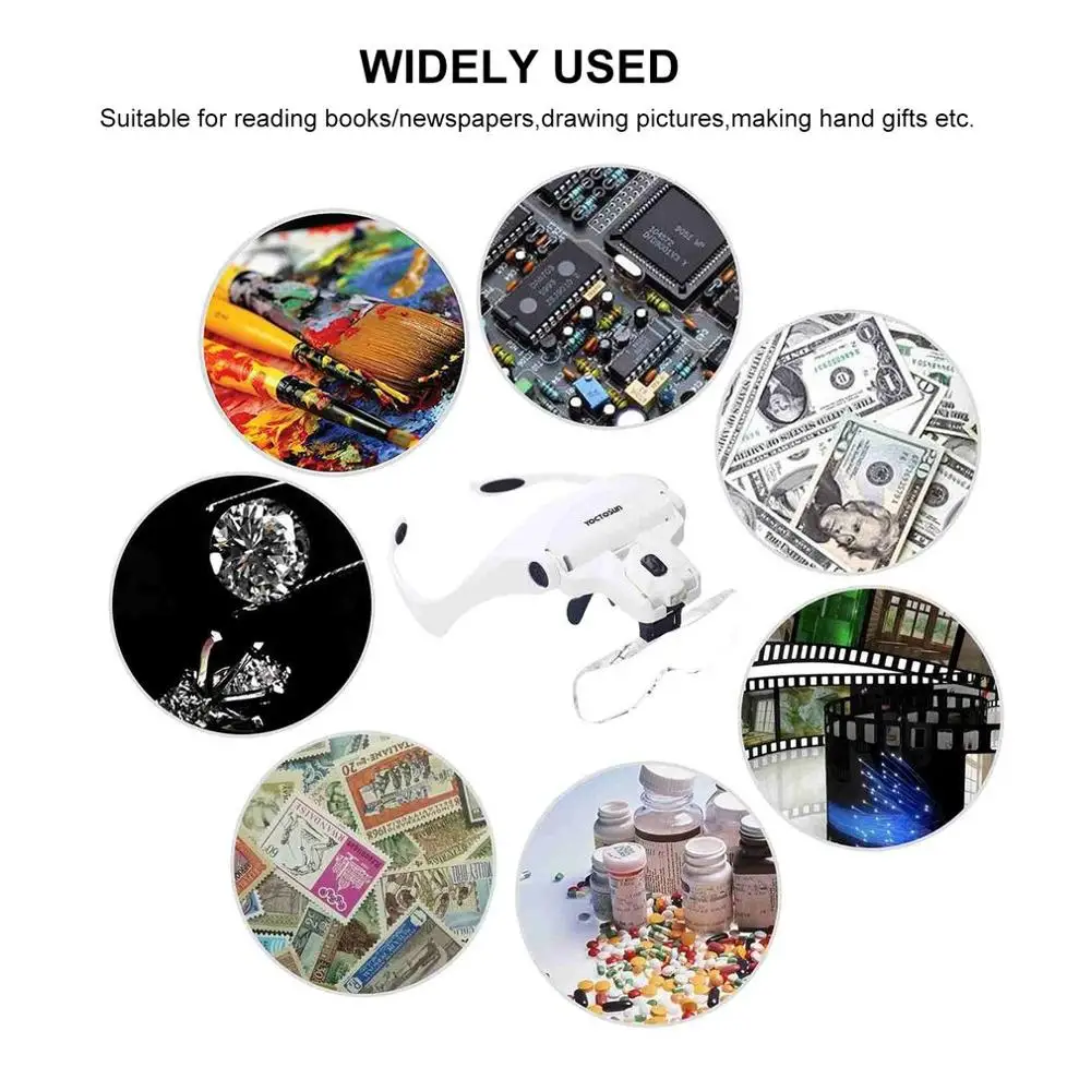 Увеличительное стекло с 5 линзами для наращивания ресниц регулируемая Лупа