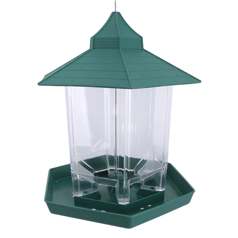 Bird Food Container Outdoor Green Feeder Plastic Hanging Waterproof Pet Supplies Garden Decoration | Дом и сад