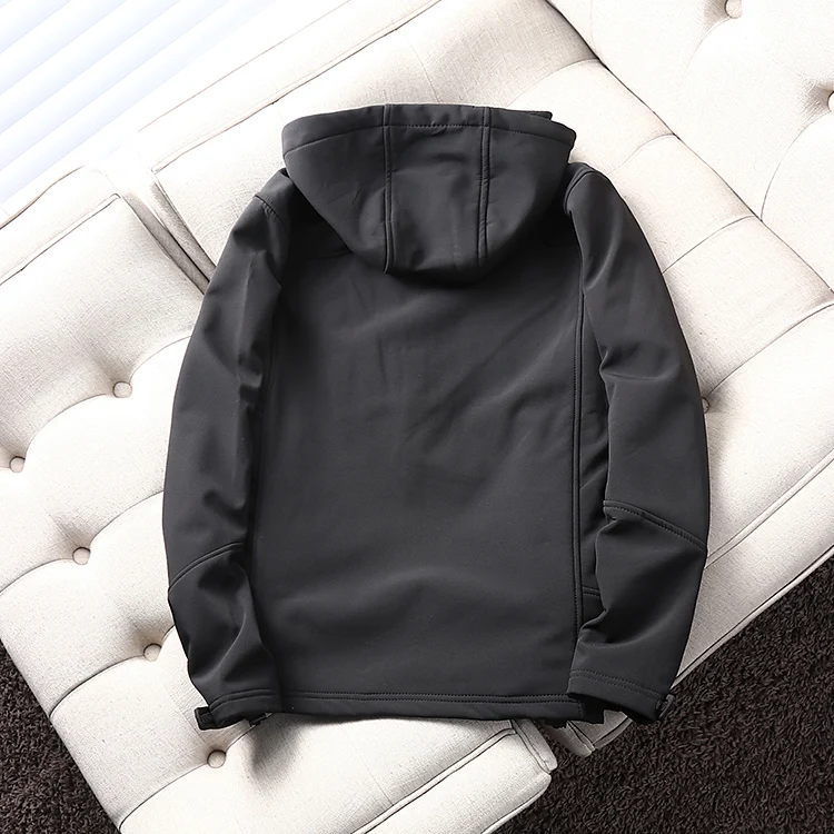 Ветровка мужская с флисовой подкладкой Флисовая теплая куртка капюшоном мягкая