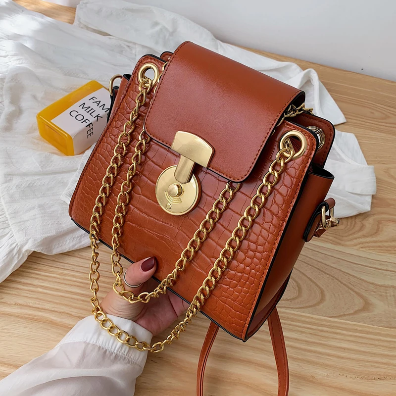 Elegant Female Crocodile pattern Tote bag New High Quality PU Leather Women's Designer Handbag Chain Shoulder Messenger Bag