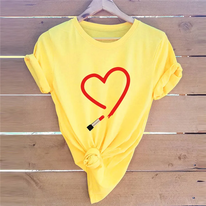 Размера плюс S 5XL футболка новый любящее сердце Футболка с принтом женские