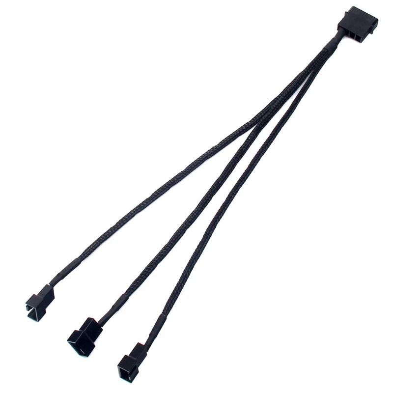 

K3NB 2 Pack PWM Fan Splitter Cable 4 Pin Sleeved Braided Extension Power Cable 1 to 3 Converter for Matherboard CPU Fan 10.6"