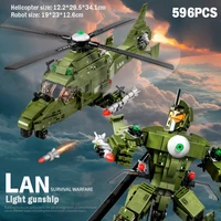 moc assembled aircraft helicopter diy model building blocks us army swat police gunship construction toys