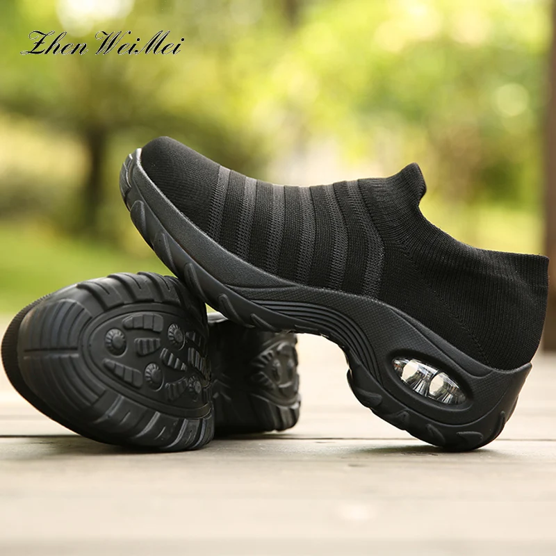 Модная повседневная обувь в полоску дышащие сетчатые носки спортивная большие