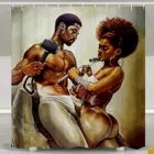 Занавеска для душа, подкладка для африканской пары, скульптура для влюбленных, художественная картина маслом, занавеска для ванной s, водонепроницаемый декоративный набор для ванной с 12 крючками