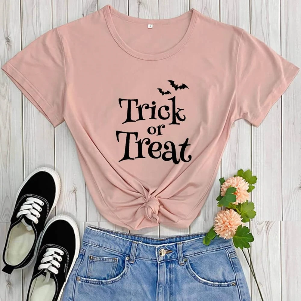 

trick or treat Halloween Shirt New Arrival Casual Funny T Shirt Halloween Party Shirt Gift for Friends TX5499