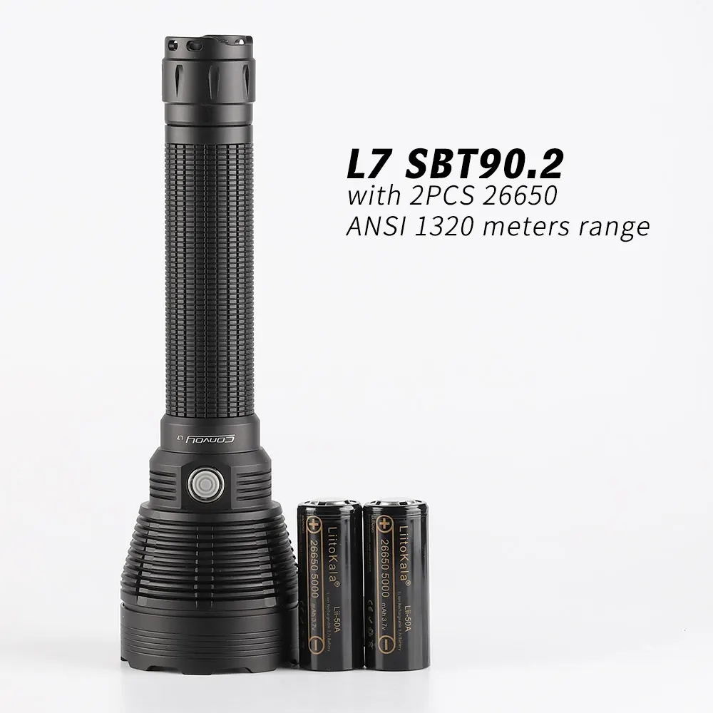 Фонарик Convoy L7 SBT90.2 26650 дальность 1320 м 2 аккумулятора 26650|Фонарики и осветительные