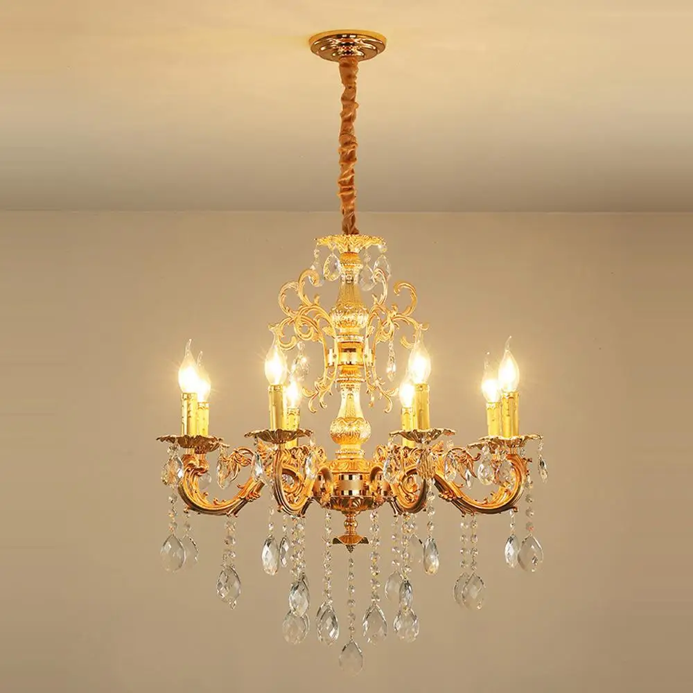 

led e14 Classic Iron Glass Crystal Golden LED Chandelier Chandelier Lighting LED Light LED Lamp For Foyer Bedroom